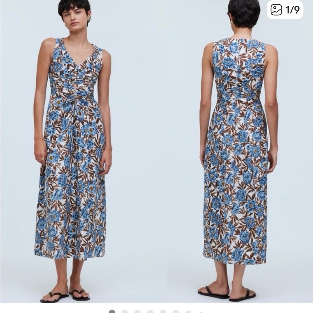 Madewell V-Neck Maxi Dress with keyhole cutout Size 4, NWOT